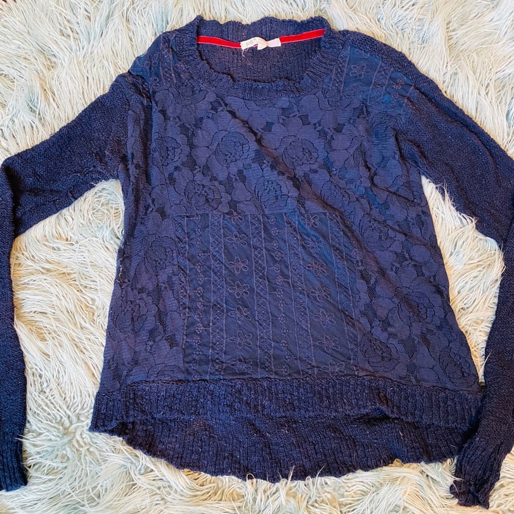 Boutique sweater with lace detail